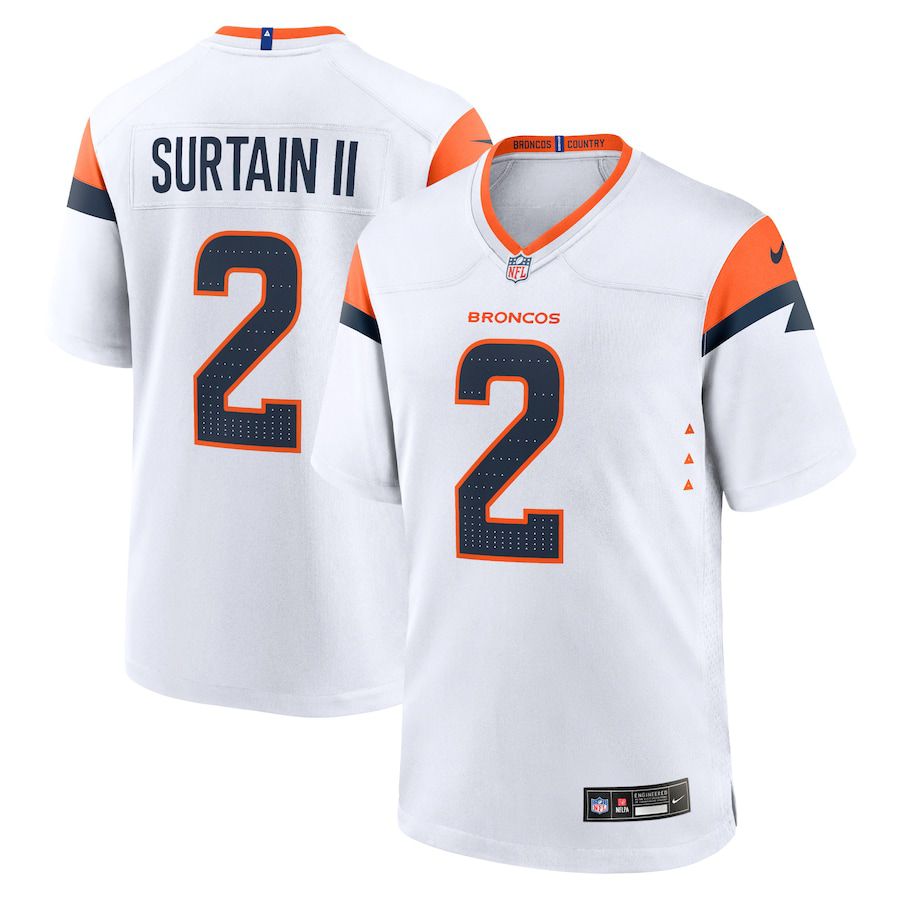 Men Denver Broncos #2 Patrick Surtain II Nike White Game NFL Jersey->->NFL Jersey